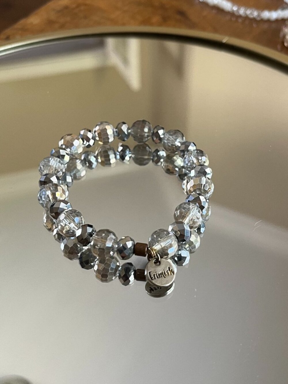 Erimish Beaded Stretch Bracelet Faceted Crystal - Picture 2 of 3